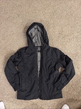 Athleta Black Hooded Windbreaker Jacket